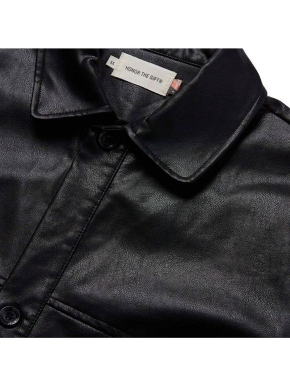 NWT Honor The Gift Vegan Leather Belted Trench Coat S Black Oversized Logo - Picture 4 of 15